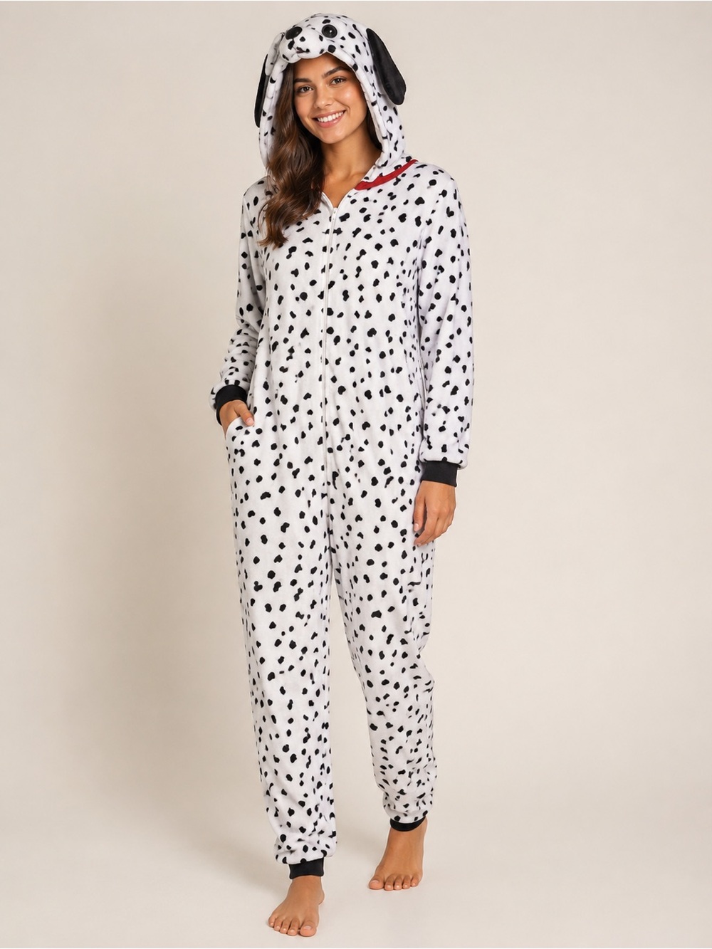 Dalmatian Pajama Costume Comfy Wear Size Small/Medium Polka Dot Halloween Party
